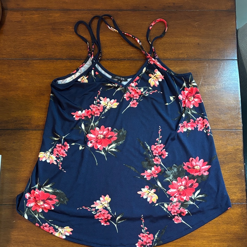 Papermoon Navy Camisole with Pink Floral Pattern